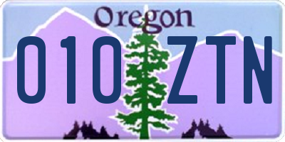 OR license plate 010ZTN