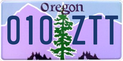 OR license plate 010ZTT