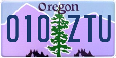 OR license plate 010ZTU
