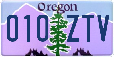 OR license plate 010ZTV
