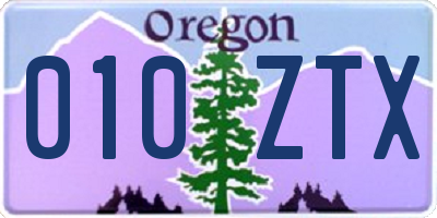 OR license plate 010ZTX