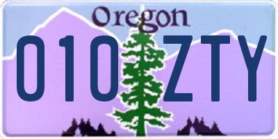 OR license plate 010ZTY