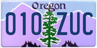 OR license plate 010ZUC