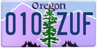 OR license plate 010ZUF