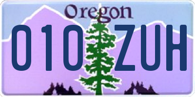 OR license plate 010ZUH