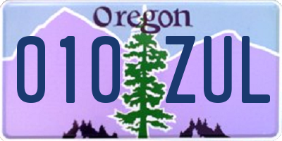 OR license plate 010ZUL
