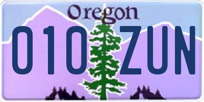 OR license plate 010ZUN