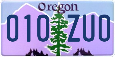 OR license plate 010ZUO