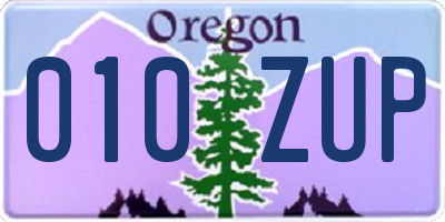 OR license plate 010ZUP