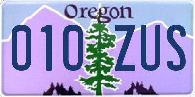 OR license plate 010ZUS