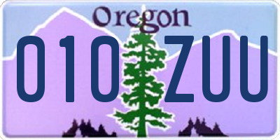 OR license plate 010ZUU