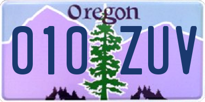 OR license plate 010ZUV