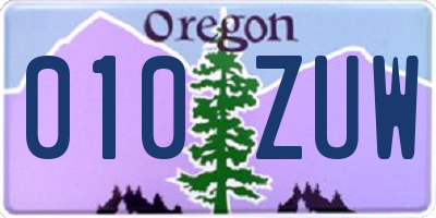 OR license plate 010ZUW