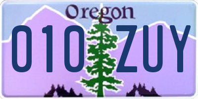 OR license plate 010ZUY