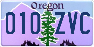 OR license plate 010ZVC