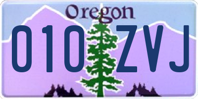 OR license plate 010ZVJ