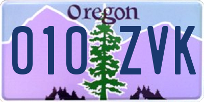 OR license plate 010ZVK