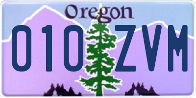 OR license plate 010ZVM