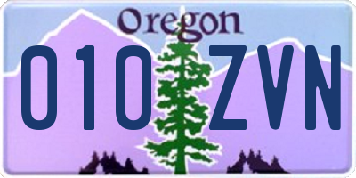 OR license plate 010ZVN