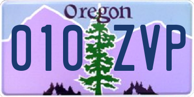 OR license plate 010ZVP