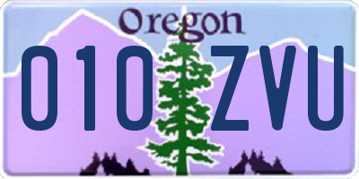 OR license plate 010ZVU
