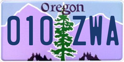 OR license plate 010ZWA