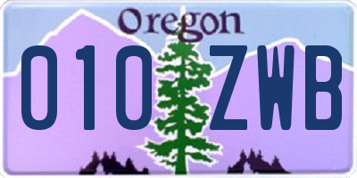 OR license plate 010ZWB