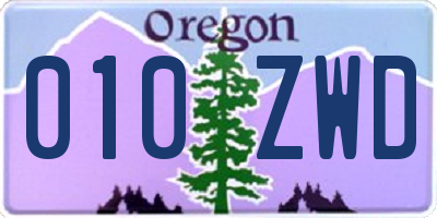 OR license plate 010ZWD