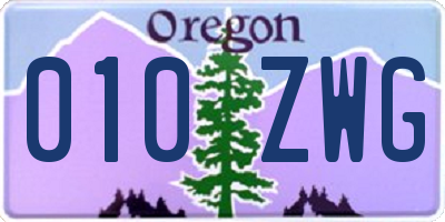 OR license plate 010ZWG