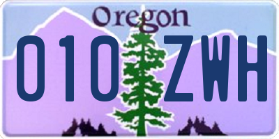 OR license plate 010ZWH