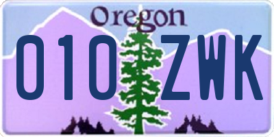 OR license plate 010ZWK