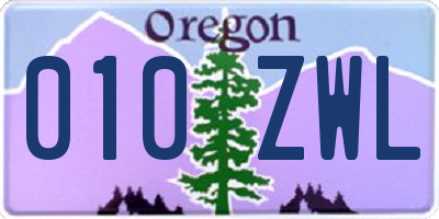 OR license plate 010ZWL