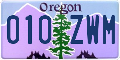 OR license plate 010ZWM