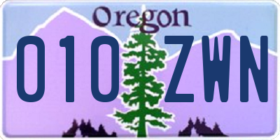 OR license plate 010ZWN