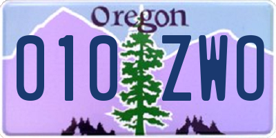 OR license plate 010ZWO