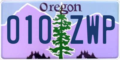 OR license plate 010ZWP