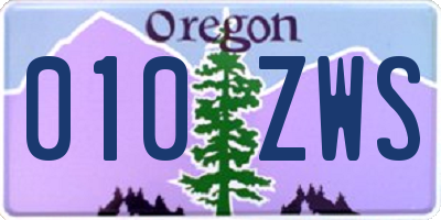 OR license plate 010ZWS