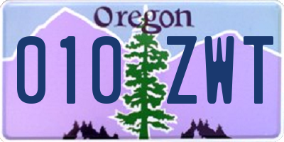 OR license plate 010ZWT