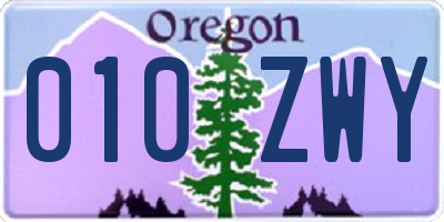 OR license plate 010ZWY