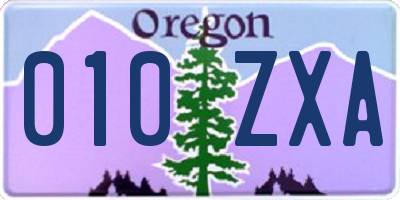 OR license plate 010ZXA