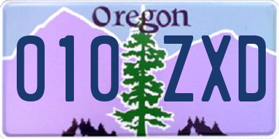 OR license plate 010ZXD
