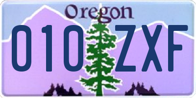 OR license plate 010ZXF