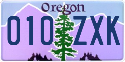OR license plate 010ZXK