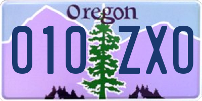 OR license plate 010ZXO