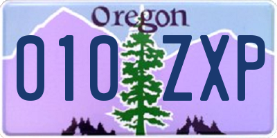 OR license plate 010ZXP