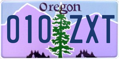 OR license plate 010ZXT