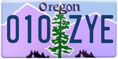 OR license plate 010ZYE