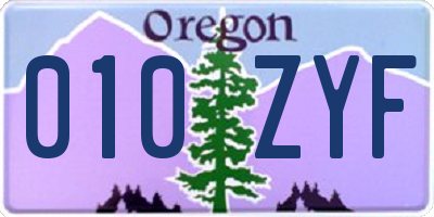 OR license plate 010ZYF