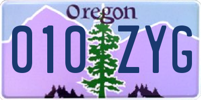 OR license plate 010ZYG