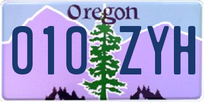 OR license plate 010ZYH